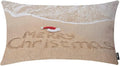 EKOBLA Merry Christmas Decorative Pillow Cushion Covers Xmas Quote Written On Tropical Beach Sand Oblong Rectangle Throw Pillow Cases for Sofa Bed Couch Cotton Linen 12x20 Inches
