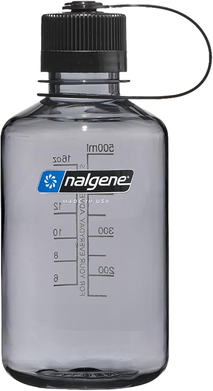 Nalgene 16 oz Narrow Mouth Water Bottle | BPA-Free, Durable & Leak Proof, Lightweight Travel Bottle, Fits In Cupholders, Gray
