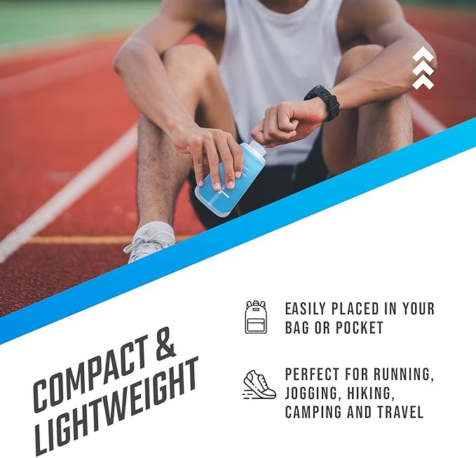 Flexible Collapsible Water Bottle (2-Pack) | 5oz, BPA/PVC Free, Ideal for Hydration Packs, Running, Hiking & Travel