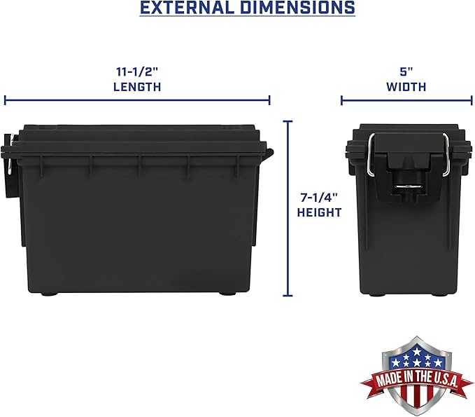 Sheffield 12629 Ammo Storage Box, Mothers Day Gifts for Mom,.30 Cal Field Boxes, Lockable Storage Box with Handle, Secures Hunting Gear, Supplies, and Bullets, Made in USA
