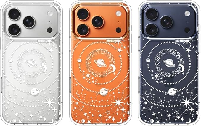 MOSNOVO for iPhone 17 Pro Case | Military Grade 6.6ft Drop Tested | Camera Control | Clear with Galaxy Design