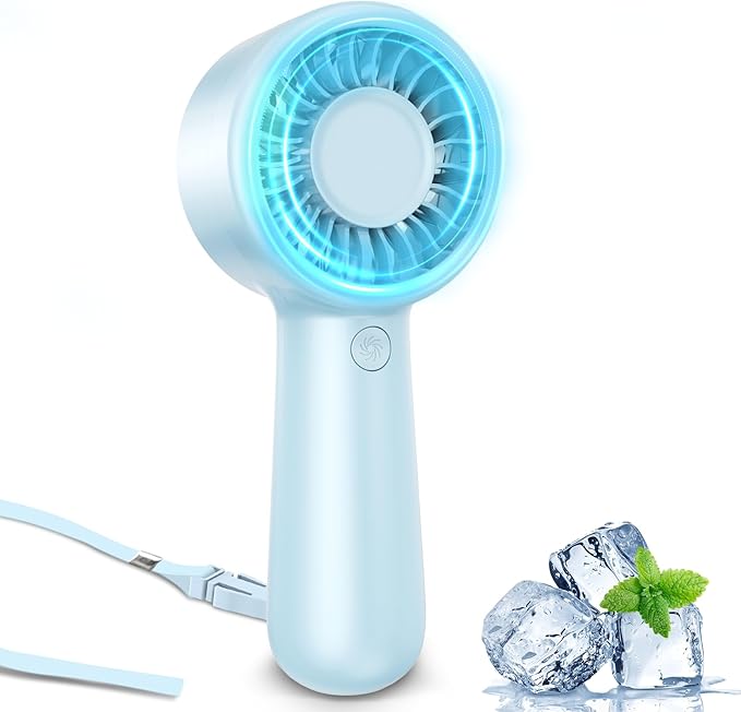 Portable Handheld Fan Personal Small Turbo Hand Fan Powerful, Cooling, Lanyard, USB Rechargeable, 5 Speeds, Makeup, Gifts for Women Men, Kid, Mom, Hot Summer, Travel, Sports, Wedding Use