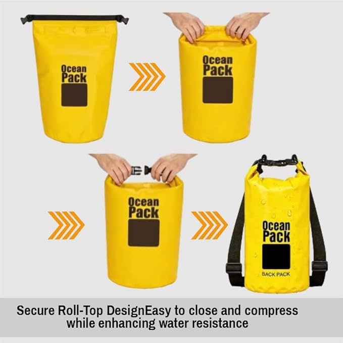 Waterproof Dry Bag Set of 3 – Roll Top Waterproof Bags 2L 5L 10L – 500D PVC Floating Dry Bags for Kayaking, Camping, Beach and Travel – Lightweight Compression Design