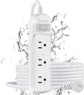 Outdoor Power Strip Waterproof IPX6 Surge Protector with 10 FT Extension Cord 3 Widely Outlets Overload Protection Shockproof Flat Plug Wall Mountable for Outdoor/Indoor ETL,White