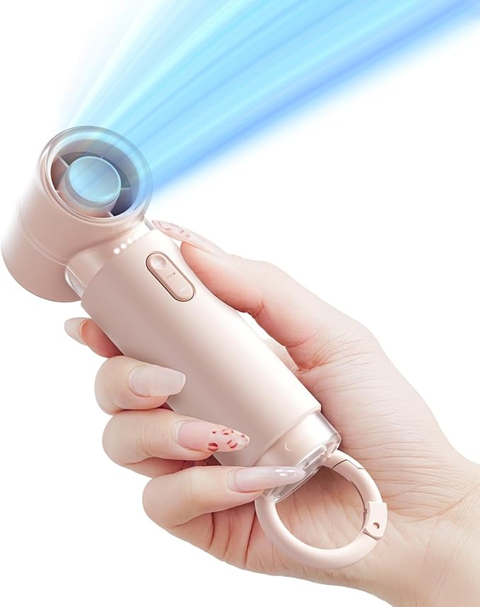 WSKEN Portable Handheld Fan, Rechargeable, 5 Speeds Mode, 20000rpm Brushless Motor, [Small But Powerful] - Ideal for Travel, Cruises, Hiking, Concerts & Lover Gifts(Pink)