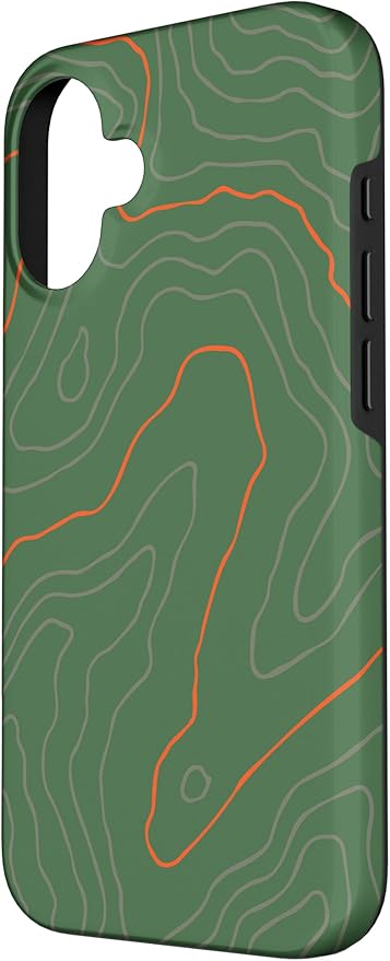 Backcountry Topo Guide Orange Lines Topographical Map Case for iPhone 16