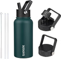 BJPKPK Insulated Water Bottles with Straw Lid, 27oz Stainless Steel Water Bottle with 3 Lids, Leak Proof BPA Free Metal Thermo, Mugs, Tumblers, Keep Cold Hot - Army Green