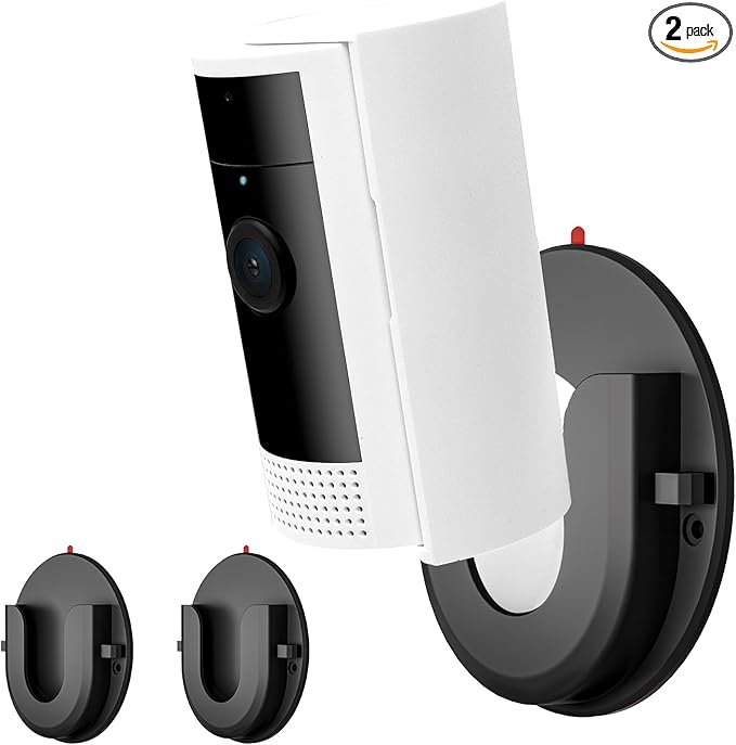 2 Pack Adhesive Wall Mount Bracket for Ring Indoor Cam,Strong VHB Stick On,No Drilling Camera Mount for Ring,Two Ways Installation with Tape and Screws-Black