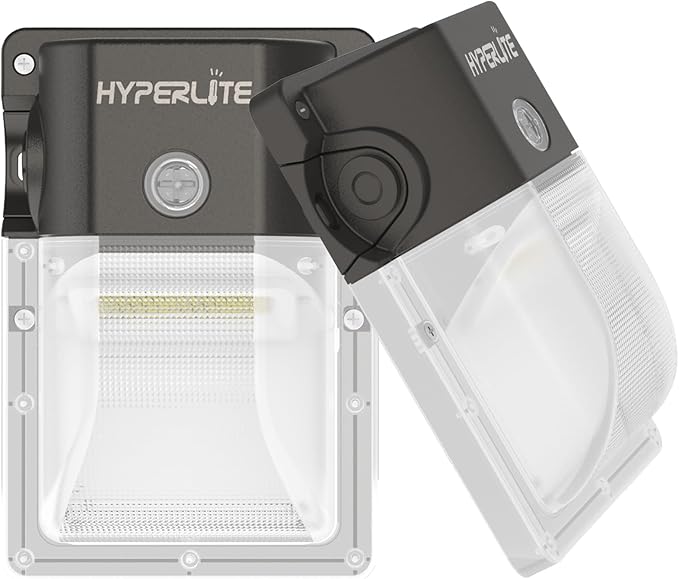 HYPERLITE LED Wall Pack Light: 30W 3600lm 5000K Daylight Outdoor Wall Lights with Dusk to Dawn Sensor - 120Vac IP65 Waterproof Outdoor Security Flood Lighting for Garage House Garden UL Listed 2 Pack