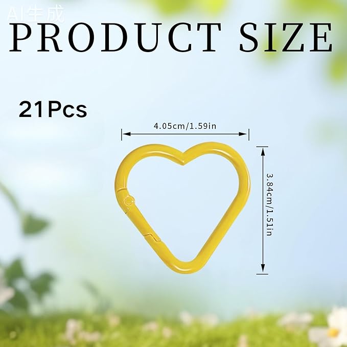 21-Pack Colorful Heart Carabiner Clips, Cute Keychain Purse Clip,Heart Ring Carabiner for Keychains,Backpacks, Keys(Multicolor, Bulk Value Set)