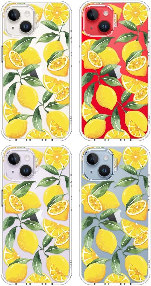 MOSNOVO for iPhone 13/14 Case | Military Grade 6.6ft Drop Tested | Clear with Lemon Design