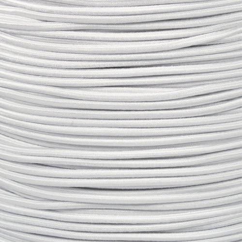 Paracord Planet 1/8-Inch Shock Cord for Replacements, Repairs, and Outdoors – White (25 ft)