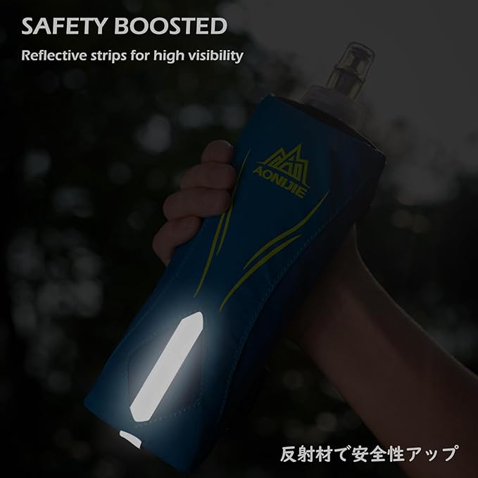 TRIWONDER Handheld Water Bottle for Running, Quick Grip Chill 17 oz Handheld Soft Water Bottle with Hand Strap Hydration Pack, BPA Sport Soft Flask (Blue)