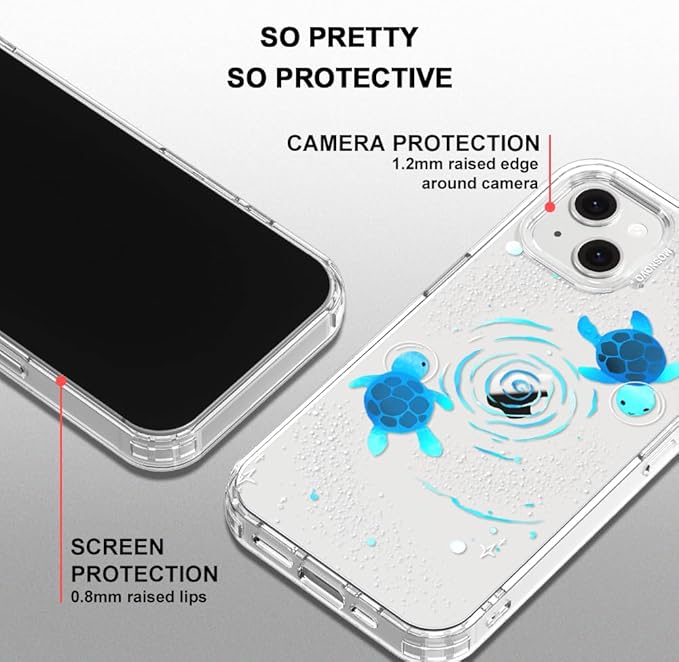 MOSNOVO for iPhone 13/14 Case | Military Grade 6.6ft Drop Tested | Clear with Space Turtle Design