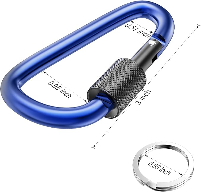 sprookber 3" Locking Carabiners | Keychain Carbineers D Ring Key Clip Spring Snap Hook for Multi-Usage | Set of 8