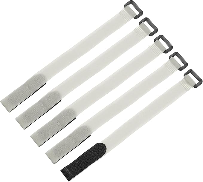 MECCANIXITY 5Pcs Reusable Battery Tie Down Straps,0.8x12" Grey Nylon Multipurpose Battery Hold Down Adjustable Cinch Strap Hook Loop Fastening Tie for Quadcopters FPV RC Drone Boat Car