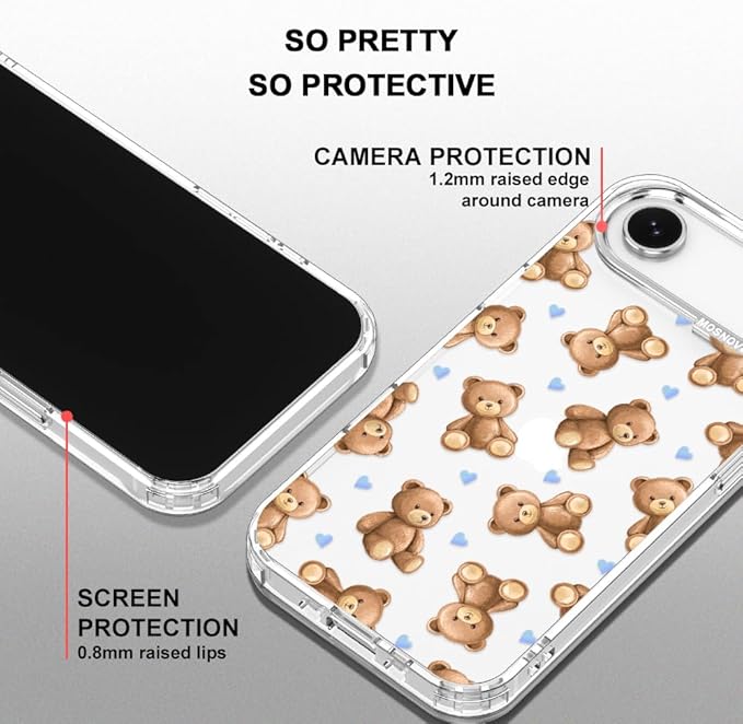 MOSNOVO for iPhone Air Case, Shockproof Military-Grade Protection 6.6ft Drop Tested, Camera Control, Clear Phone Case for iPhone 17 Air, Teddy Mood Design