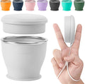 Collapsible Travel Cup, BPA-Free Reusable Water Cup, Lightweight Drinking Cups with Lids and Carrying Strap, Dishwasher Safe Silicone Cups for Camping, Travel, Airports, Hotel (6.7oz, Gray)