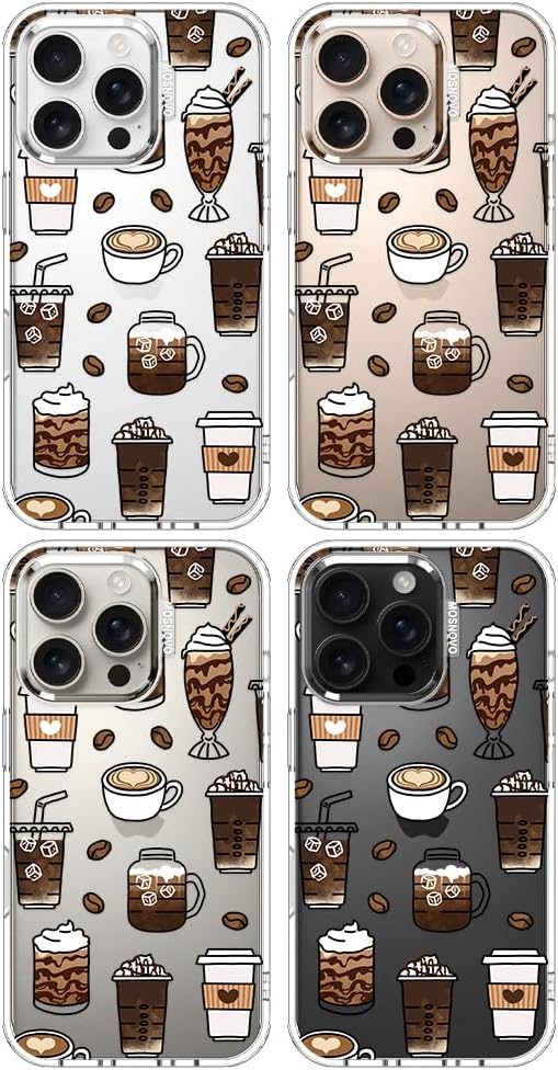 MOSNOVO Case for iPhone 16 Pro, [Buffertech 6.6ft Military-Grade Drop Protection] [Anti Peel Off Tech] Clear TPU Bumper Phone Case Cover Design - Coffee