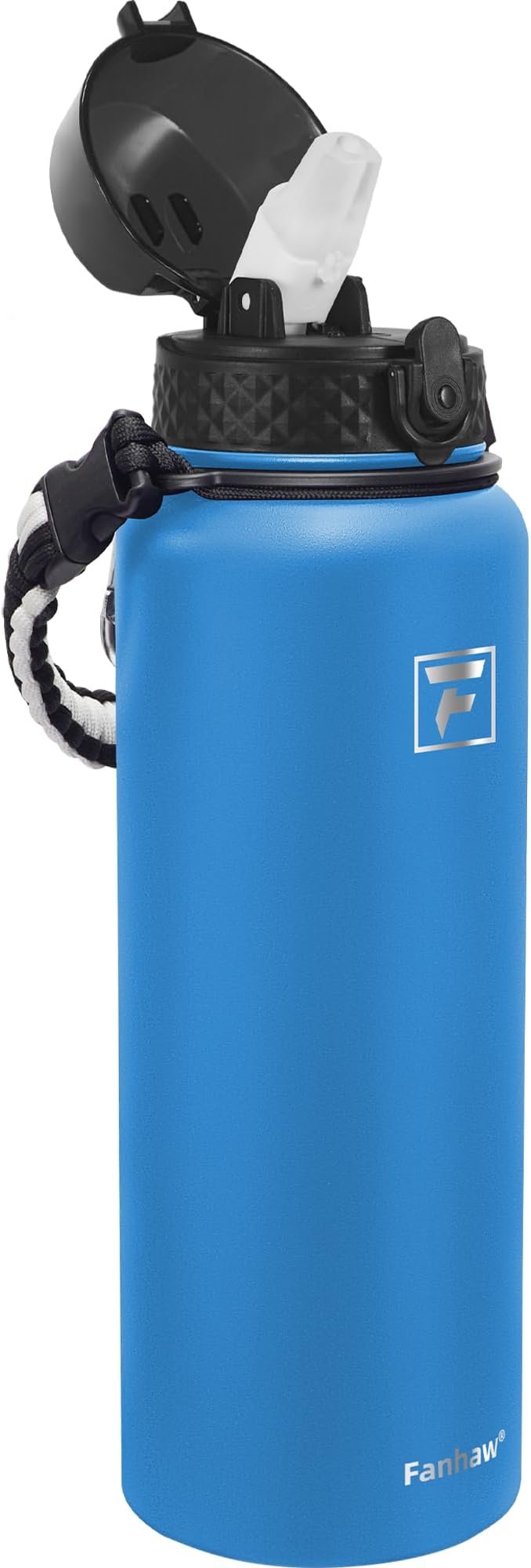 Fanhaw 40 oz Insulated Stainless Steel Water Bottle with Straw Lid, Leakproof Extra-Large Sports Bottle for Men & Women (Sky Blue)