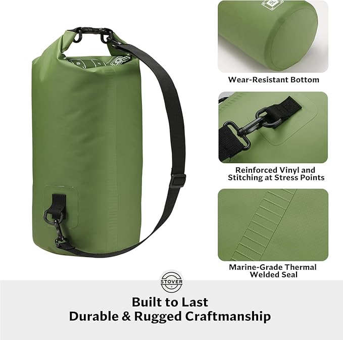 STOVER 5/10/25/30/40/55L Waterproof Dry Bag- Roll-Top Backpack w/Phone Case- Kayaking, Hiking, Camping, Boating- Men/Women