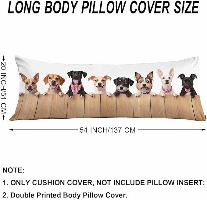 Dog Rectangle Body Pillow Covers Cute Puppy Dogs 20"X54" Couch Body Pillow Pillowcase Decorative Body Pillows Bed Pillow Cushion Covers for Home Sofa Car Shop Office