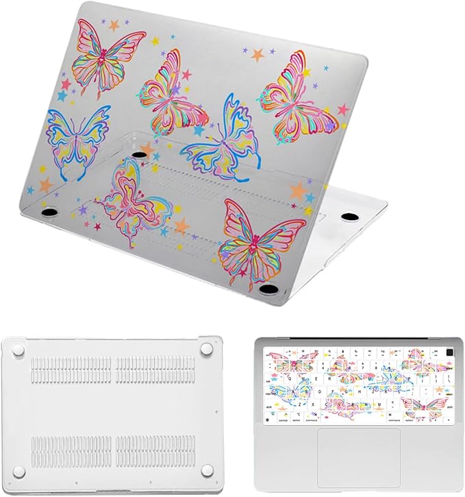Laptop Cover for MacBook Air 11 inch Case 2015-2010 Release (Model A1465 A1370),Anti-Cracking Plastic Hard Shell Case & Keyboard Cover for Apple Mac Air 11.6",Colorful Butterfly