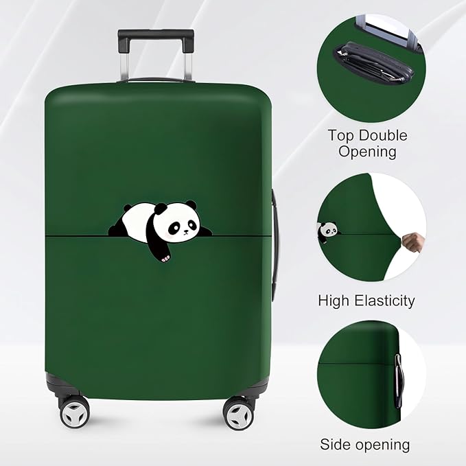 ANNA QUEEN Panda Travel Luggage Cover- Cartoon Cute Stretchable Airplane Suitcase Protector Sleeve,Universal Washable Fit for 20-22 Inch Checked Baggage,Water Resistant Durable Luggage Protector