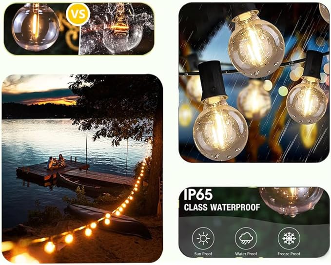 Lampat String Lights, LED 25 Light Bulbs 25Ft G40 Globe String Lights with Bulbs for Indoor/Outdoor Commercial Decor