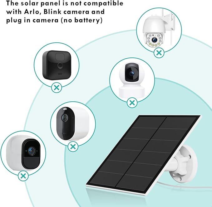 Solar Panel for Security Camera, 5W USB Solar Panel Compatible with Rechargeable Battery Camera, Solar Charger for Camera with IP65 Waterproof, Adjustable Bracket, 9.8ft Cable(3 Pack)