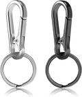 2pcs Metal Keychain Rings, Sturdy Key Chain Ring Carabiner Clip, Key Holder Organizer for Purse Charms Hook, Paracord Keychain Lanyard, Men and Women Home Car Keyrings (Black and Silver)
