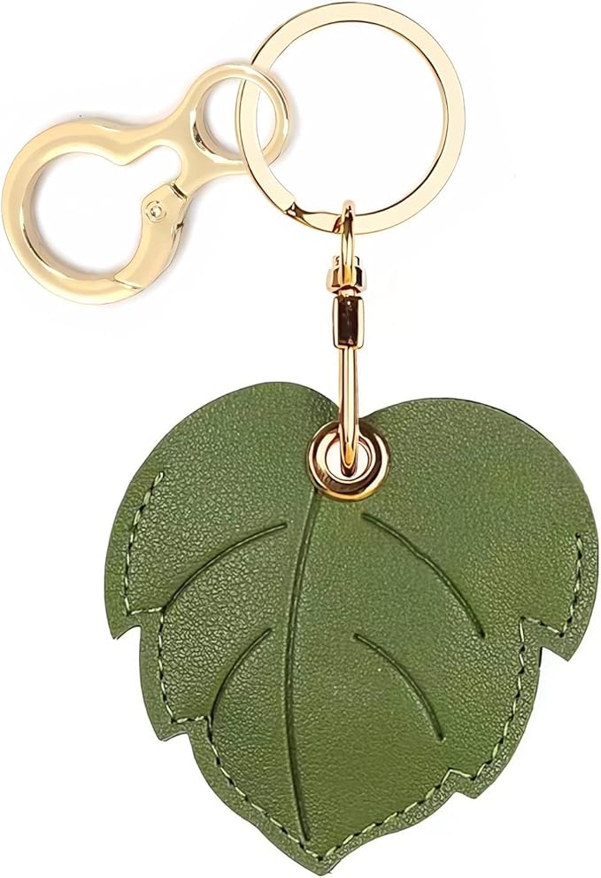 Leather Keychain Holder Case Compatible with AirTag,Cute air tag Cover with Keychain Ring,GPS Tracker Case for Keys