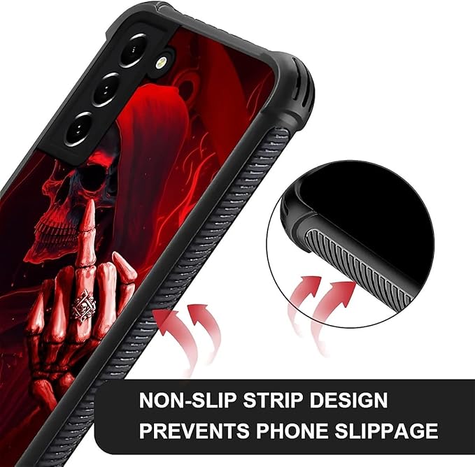 for Samsung Galaxy S22 Plus Case, Gestures Funny Skull Pattern Graphic Design Girl Boy Soft Silicone Hard Acrylic Shock Protection for Samsung Galaxy S22 Plus