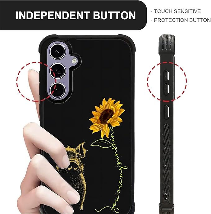 for Samsung Galaxy S24 S25 Case, Pig Sunflower Yellow Sunshine Pattern Graphic Design Girl Boy Soft Silicone Hard Acrylic Shock Protection for Samsung Galaxy S24 S25