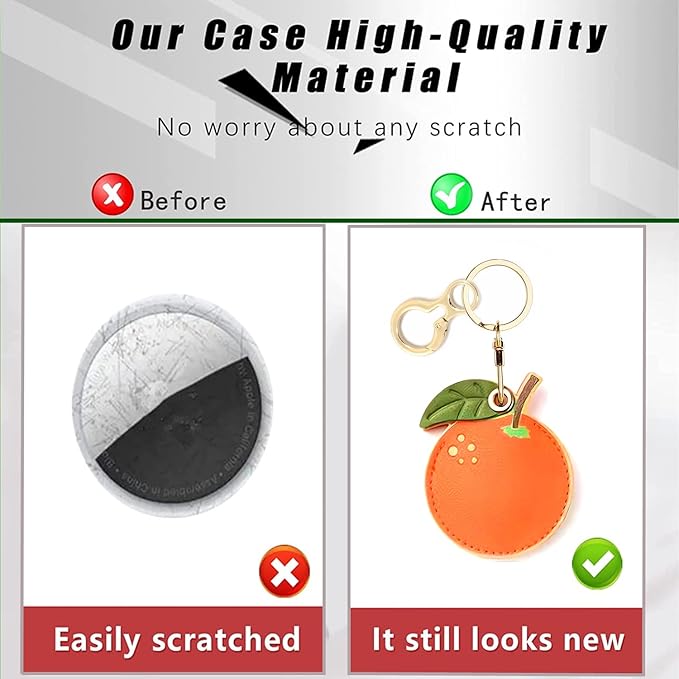 Leather Keychain Holder Case Compatible with AirTag,Cute air tag Cover with Keychain Ring,GPS Tracker Case for Keys