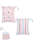 ALVABABY 2pcs Waterproof Wet Dry Bags,Reusable with Two Zippered Pockets,Baby Cloth Diaper,Travel,Beach,Pool,Daycare,Soiled Baby Items,Yoga Gym Bag,Swimsuits or Wet Clothes 2LW01