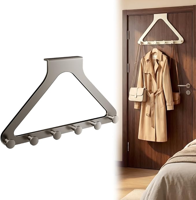 Over-The-Door Hanger Organizer, 2026 New Modern Over The Door Hanger Rack, Over Door Hook Heavy Duty Door Hanger Multi-Purpose Door Organizer for Home Office Bedroom Bathroom(Gray, 1pack)
