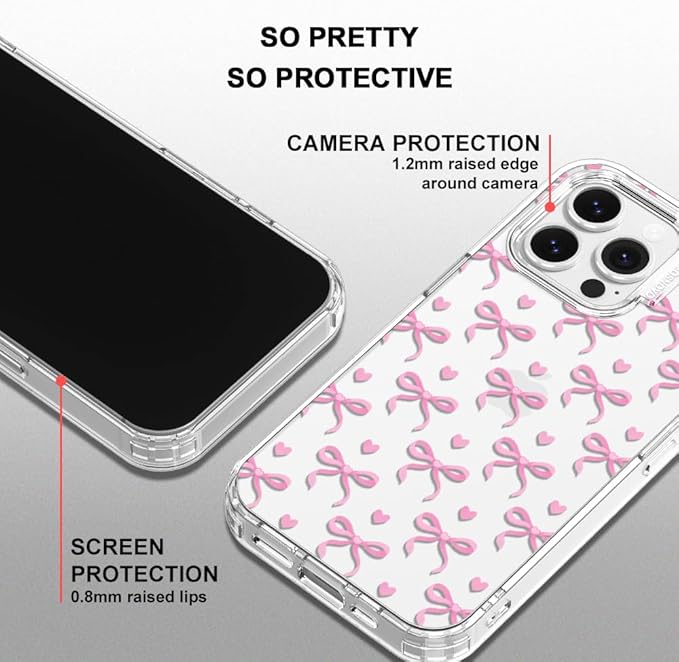 MOSNOVO Case for iPhone 13 Pro, [Buffertech 6.6ft Military-Grade Drop Protection] [Anti Peel Off Tech] Clear TPU Bumper Phone Case Cover Design - Bowtiful Love