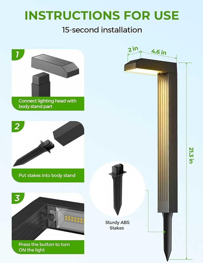 COXSENI Solar Pathway Lights Outdoor 8 Pack, 3 Color in 1 Bright Landscape Lighting with Cool/Warm/Daylight White Modes, Auto On/Off, IP65 Waterproof for Yard Garden Patio Walkway Sidewalk Lawn Decor