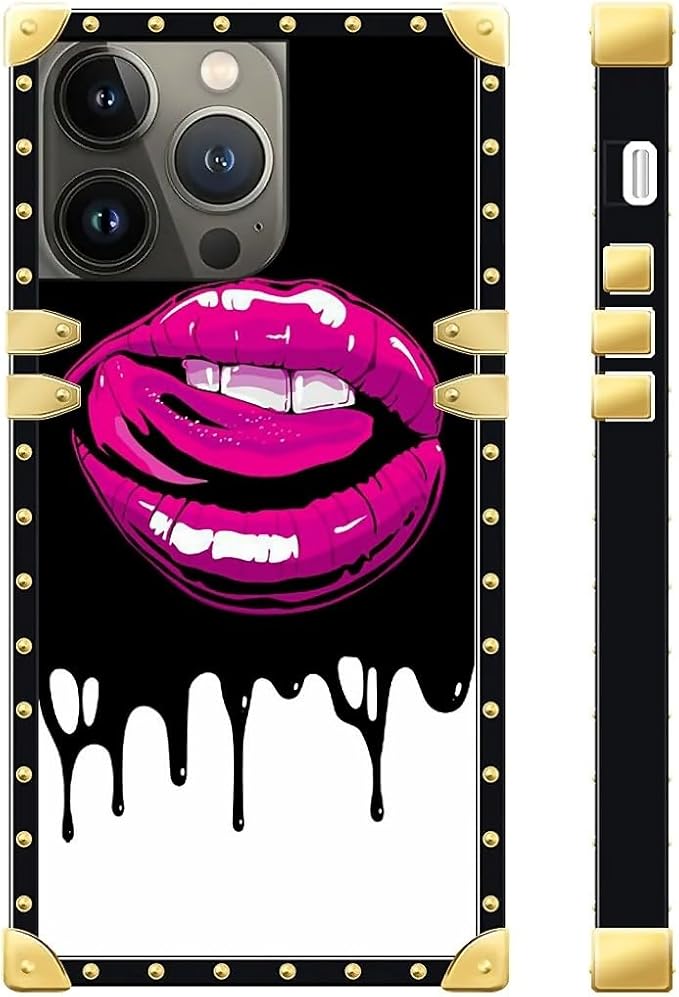 Compatible with iPhone 13 Pro Max Case, Black White Red Slap Sexy Luxury Golden Decoration for Girl Women Soft TPU Shockproof Protective Hard PC Back for iPhone 13 Pro Max