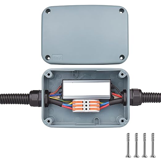Outdoor Junction Box Waterproof,SuperInk Outdoor Electrical Boxes Weatherproof with Reserved Holes,IP66 PVC/ABS Dustproof,4.9x3.3x2.3In(125x86x62MM),Watertight for Indoor Outdoor Use