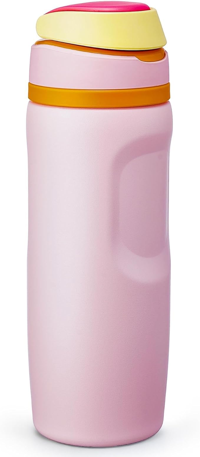 Fijinhom 24 oz Insulated Water Bottle,Stainless Steel Sports Water Bottle with Straw, Double Wall Vacuum Leak Proof, Cold for 24 Hours, BPA Free for Travel, Sport, Outdoor, Pink