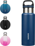 BJPKPK Insulated Water Bottle 18OZ Stainless Steel Water Bottle with Handle Double Walls Vacuum Insulated BPA Free Flask, Dark Blue