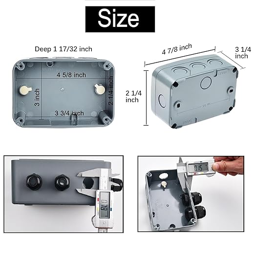 NineLeaf Outdoor Junction Box,IP66 Weatherproof Electrical Project Boxes PVC/ABS Plastic Enclosure Box Universal Watertight 4.9 x 3.3 x 2.3 inch (125x86x62mm), with 4PK 20mm Cable Gland Grey(10 Sets)