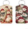 2 Pack Cute Snowman Luggage Tags for Suitcases, Festive Winter Wonder ID Tags with Privacy Cover, PU Leather Bag Identifiers, Spring Ski Trip & Summer Vacation Gift, Mother's Day, 2 Styles