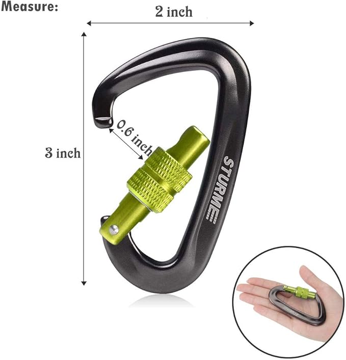 STURME 12kN (2697 lbs) Heavy Duty Locking Carabiner Clips for Outdoor, Camping, Hiking, Securing Pets, Hammock, Dog Leash Harness