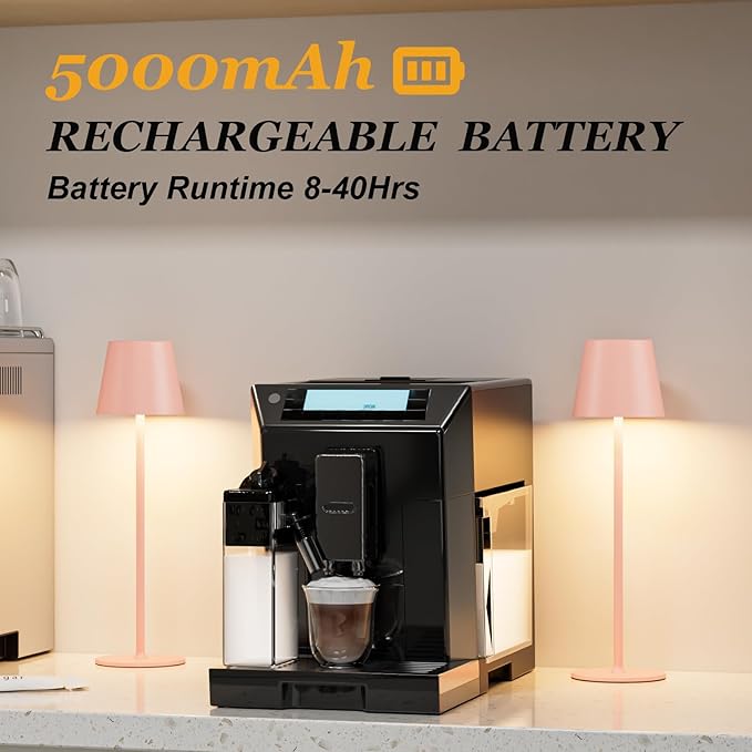 Kakanuo Cordless Table Lamp Rechargeable Pink - KK 2 Pack 5000mAH Battery Operated Lamp for Counter, 3 Color Stepless Dimming Wireless Lamp for Dining Kitchen, Outdoor Patio, Touch Control