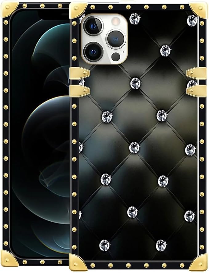 Compatible with iPhone 11 Pro Max Case, Shiny Black Sofa Crystal Luxury Golden Decoration for Girl Women Soft TPU Shockproof Protective Hard PC Back for iPhone 11 Pro Max