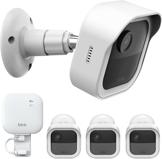 Wall Mount for Blink Outdoor 4th Gen and Outdoor 3rd Gen, 3 Pack Weatherproof Protective Housing and 360 Degree Adjustable Mounting with Blink Sync Module Mount (Camera Not Included, White)