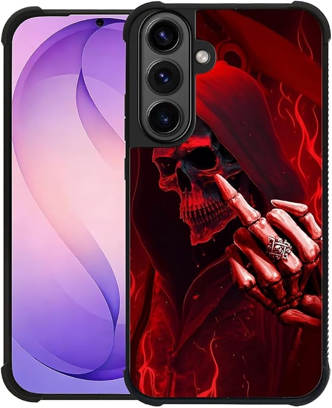for Samsung Galaxy S26 Case,Graphic Design for Girl Boy Soft Silicone Hard Acrylic Shock Protection Designed for Samsung Galaxy S26 Gestures Funny Skull Pattern